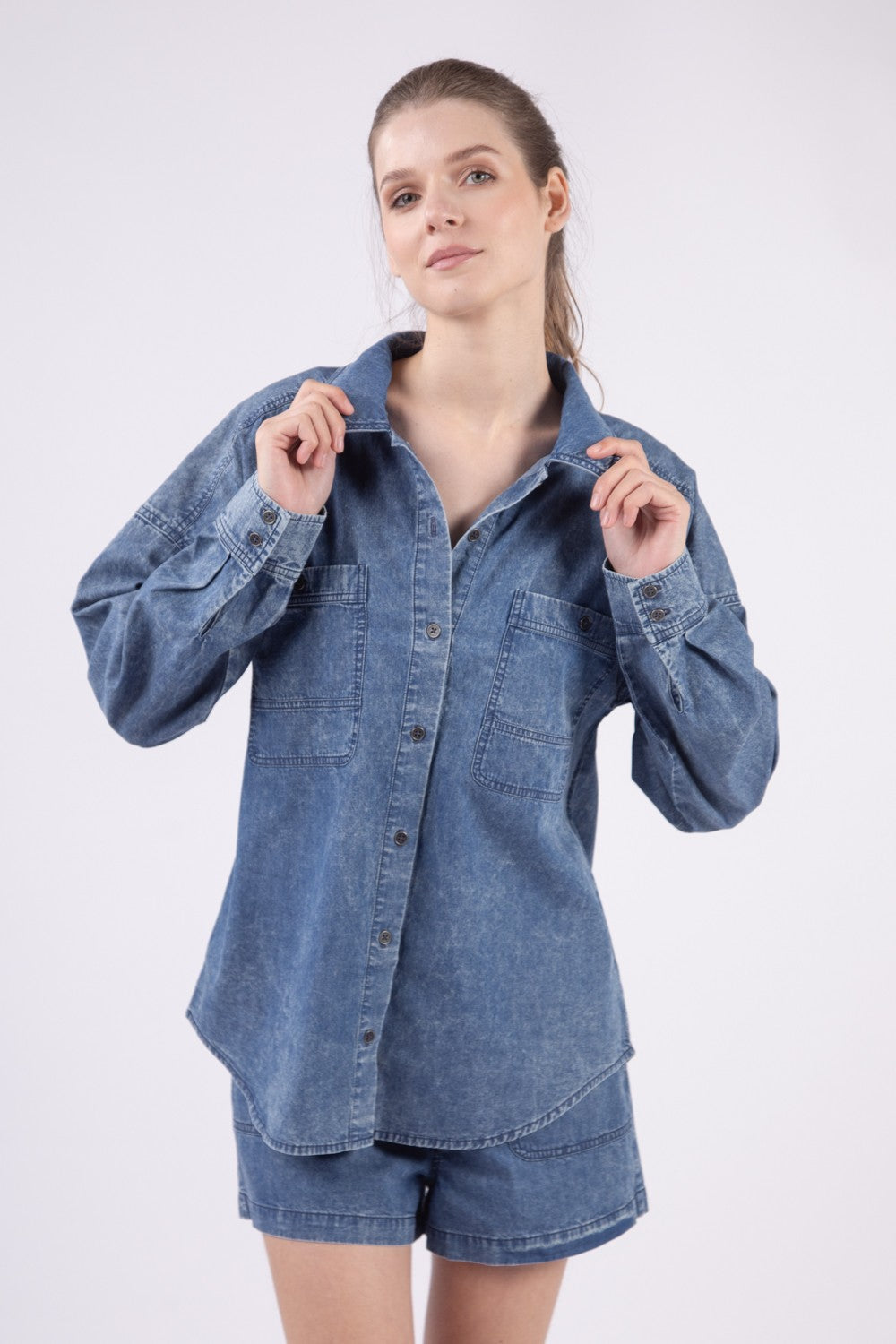 Chambray Button Up-Curvy