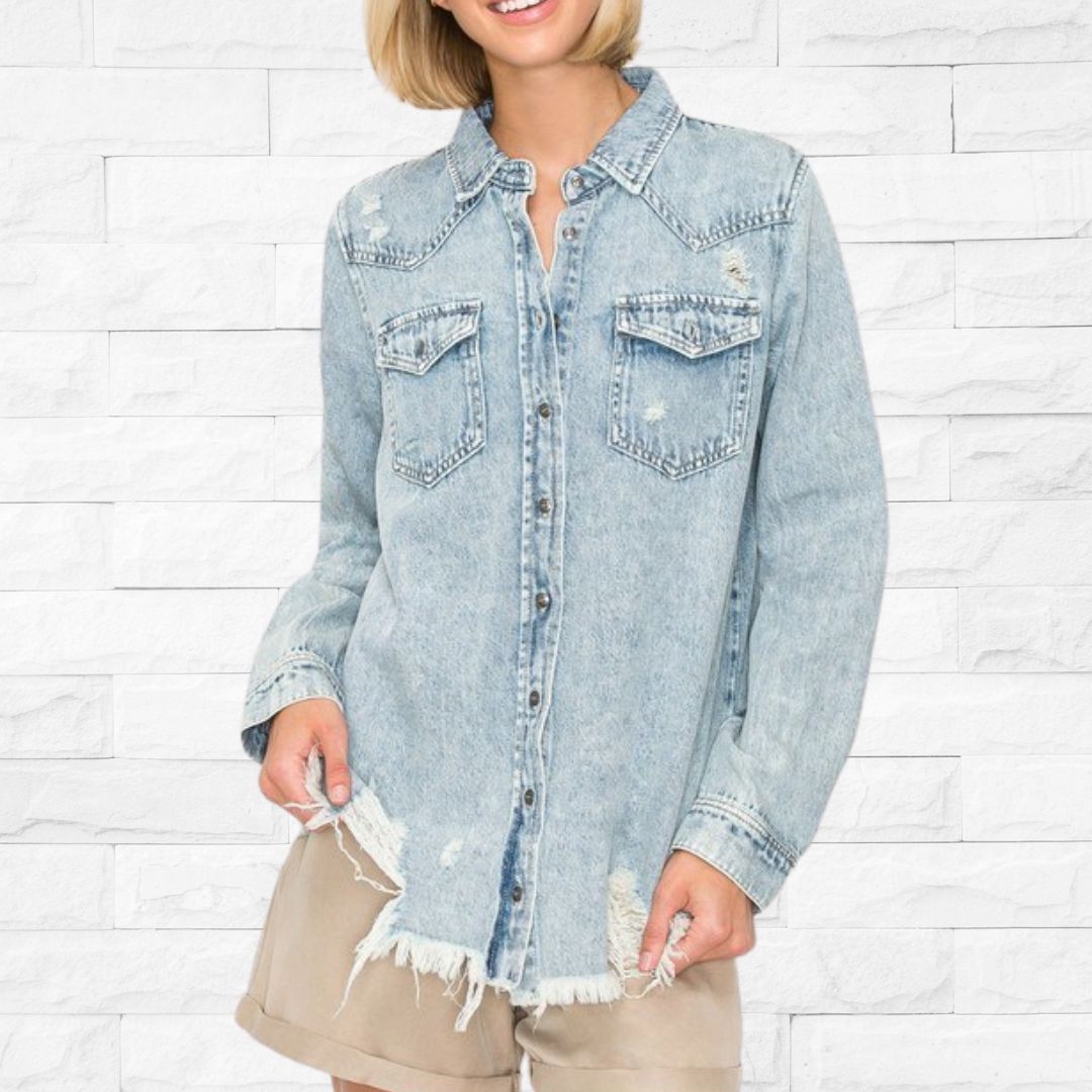 Distress Denim Shirt