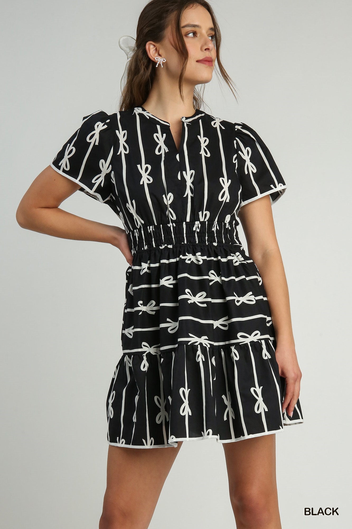 Ribbon Tiered Mini Dress