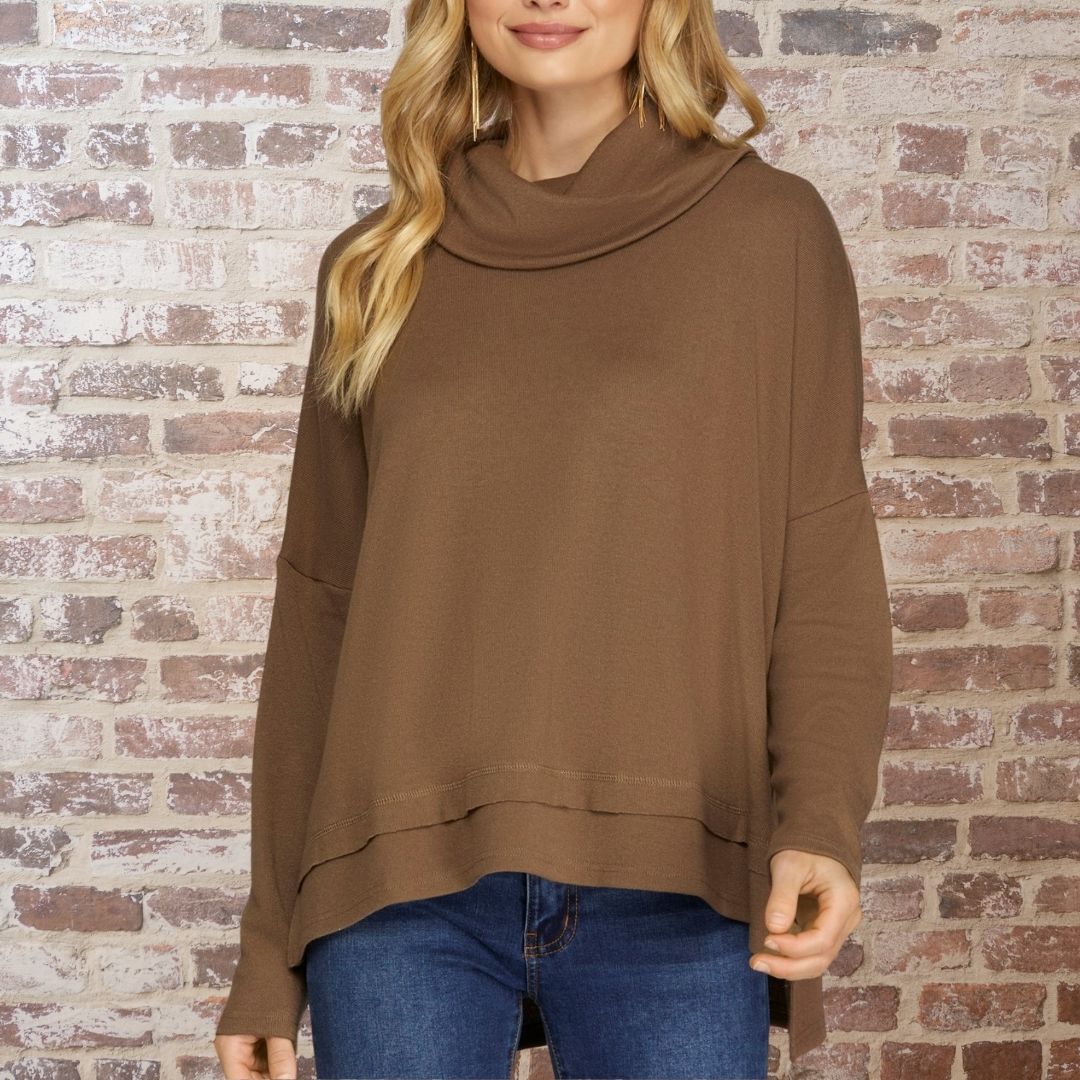 Mocha Turtleneck Top