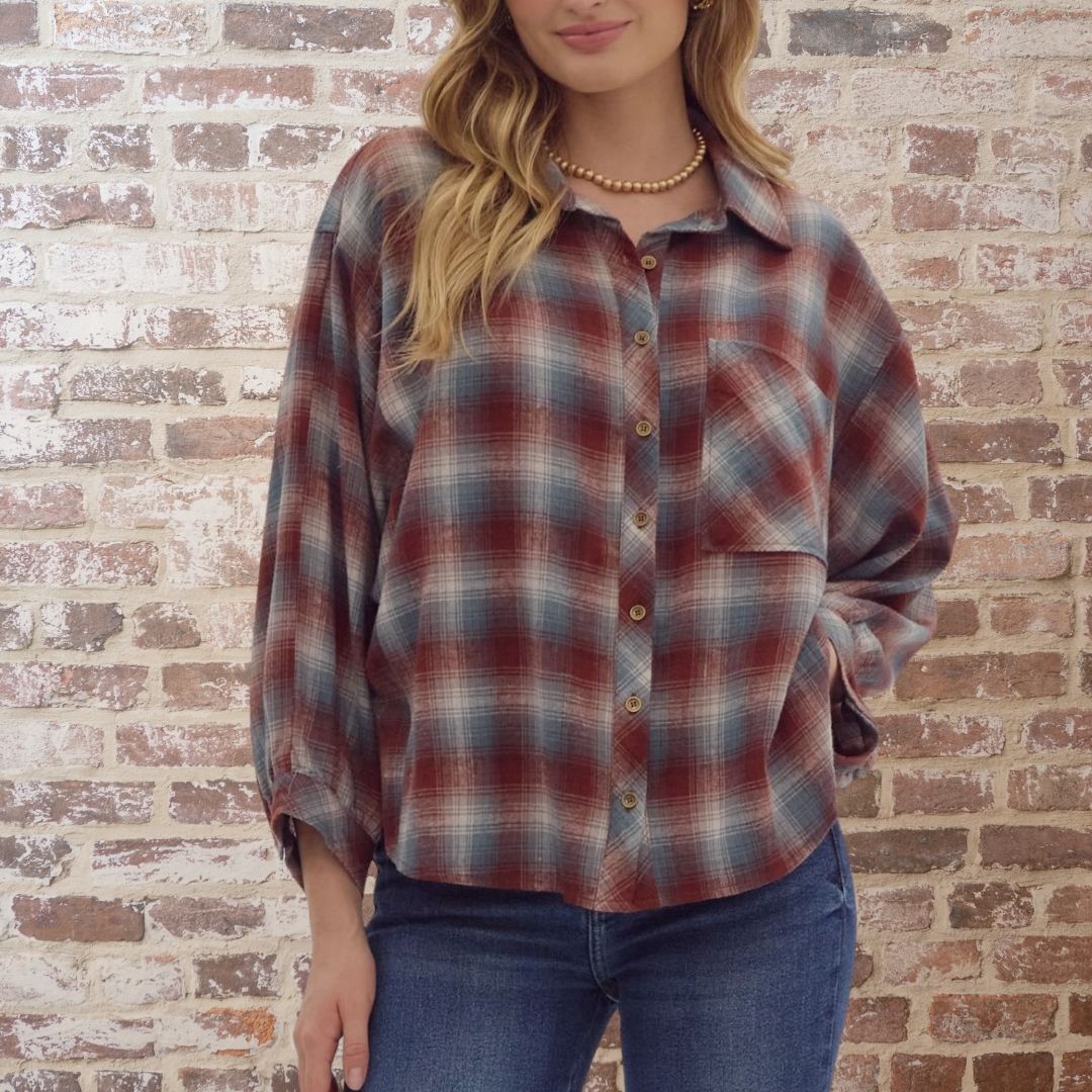 Plaid 3/4 Sleeve