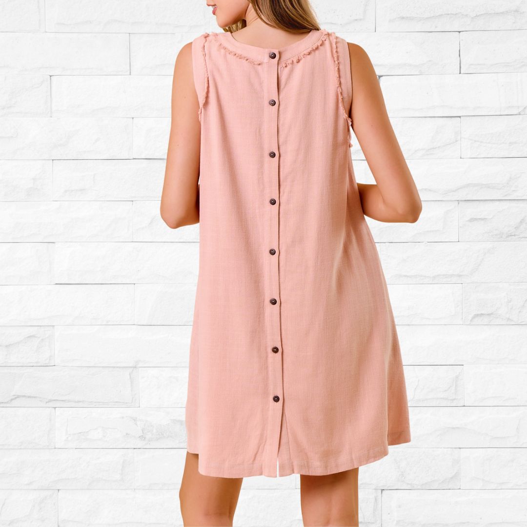 Linen Button Back Dress