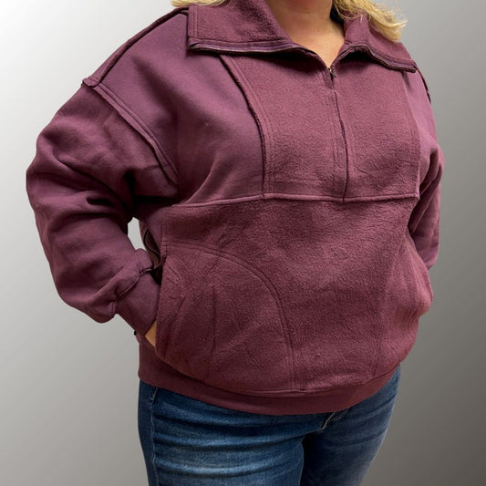 Plum Relaxed Pullover-Curvy