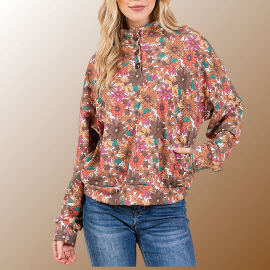 Retro Floral Pullover