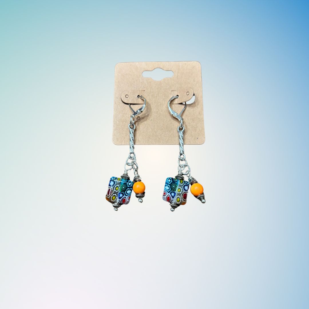 Multi Color Glass Bead Earrings