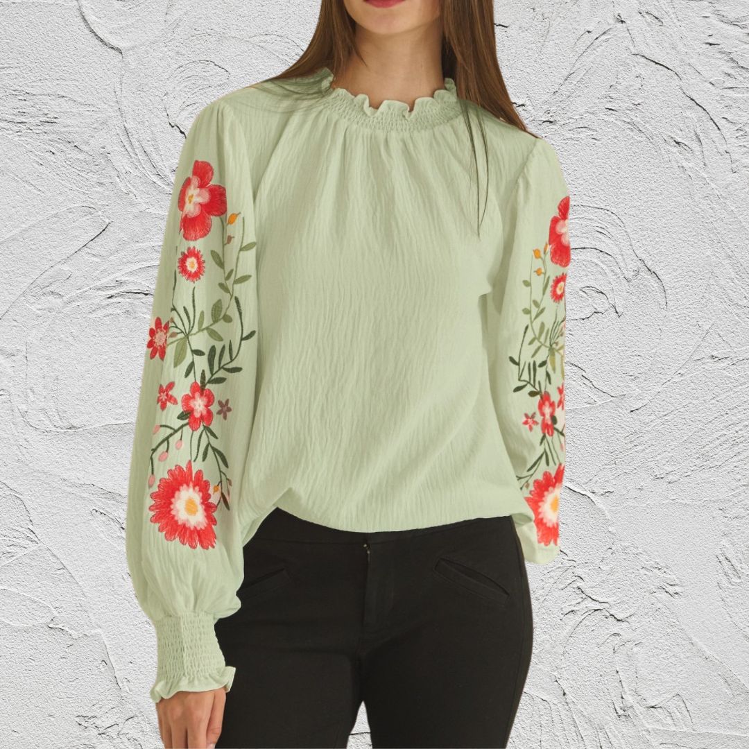 Embroidery Sage Blouse